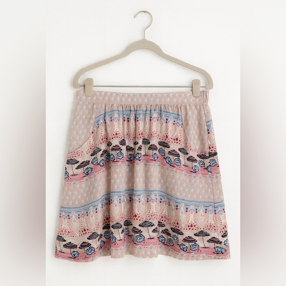 Lauren Conrad Pink Scenic Mini Skirt | A-Line Rayon Size M with Pockets Beach - Picture 1 of 2